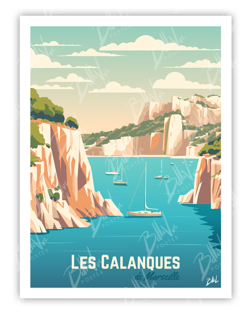 Les Calanques Marseille - Affiche - Poster - Impression de voyage Les Calanques Marseille - Affiche - Poster - Impression de voyage