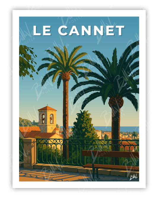 Affiche Le Cannet - illustration vintage, décoration murale, BelleVue Poster