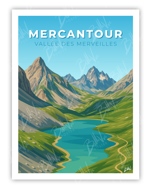 Affiche Mercantour vallée des merveilles - illustration vintage, décoration murale, BelleVue Poster