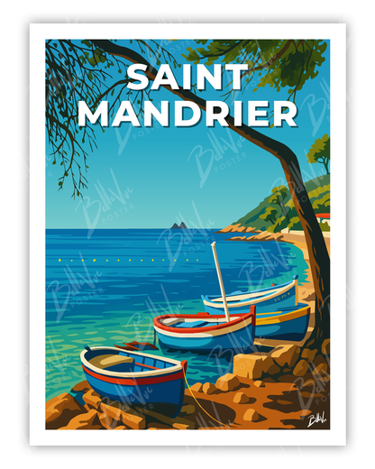 Affiche Saint Mandrier - illustration vintage, décoration murale, BelleVue Poster