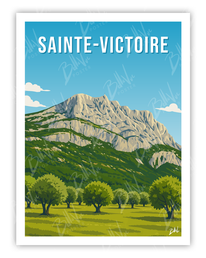 Affiche Sainte victoire - illustration vintage, décoration murale, BelleVue Poster
