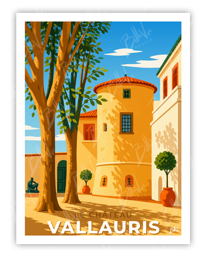 Affiche Vallauris le chateau - illustration vintage, décoration murale, BelleVue Poster