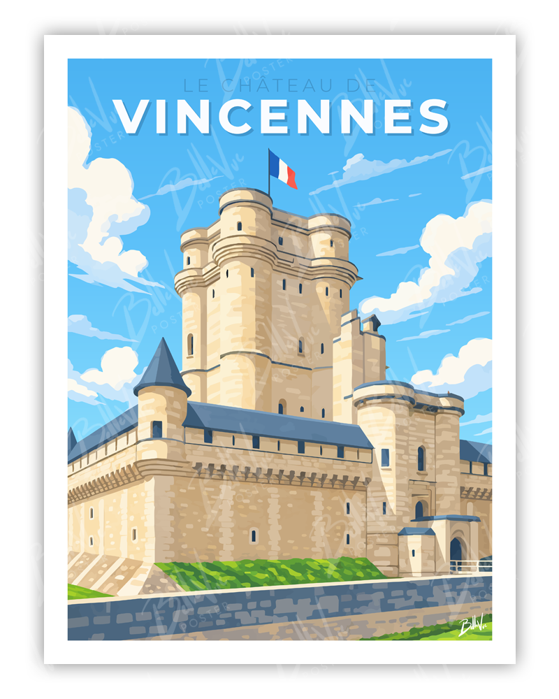 Affiche Le Château de Vincennes - illustration vintage, décoration murale, BelleVue Poster