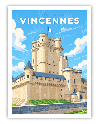 Affiche Le Château de Vincennes - illustration vintage, décoration murale, BelleVue Poster