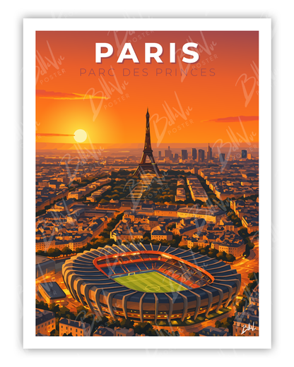 Affiche Paris - Parc des Princes - illustration vintage, décoration murale, BelleVue Poster