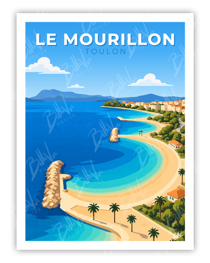 Affiche Le Mourillon - Toulon - illustration vintage, décoration murale, BelleVue Poster