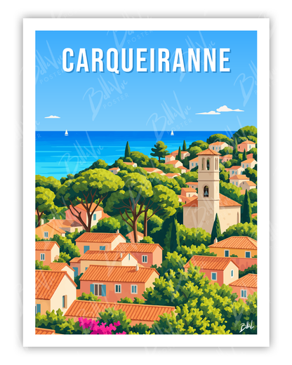 Affiche Carqueiranne - illustration vintage, décoration murale, BelleVue Poster