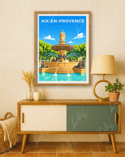 Affiche Aix-en-Provence - Fontaine de la Rotonde