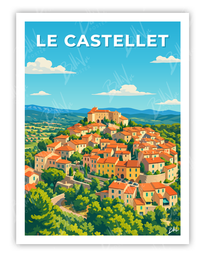 Affiche Le Castellet - illustration vintage, décoration murale, BelleVue Poster