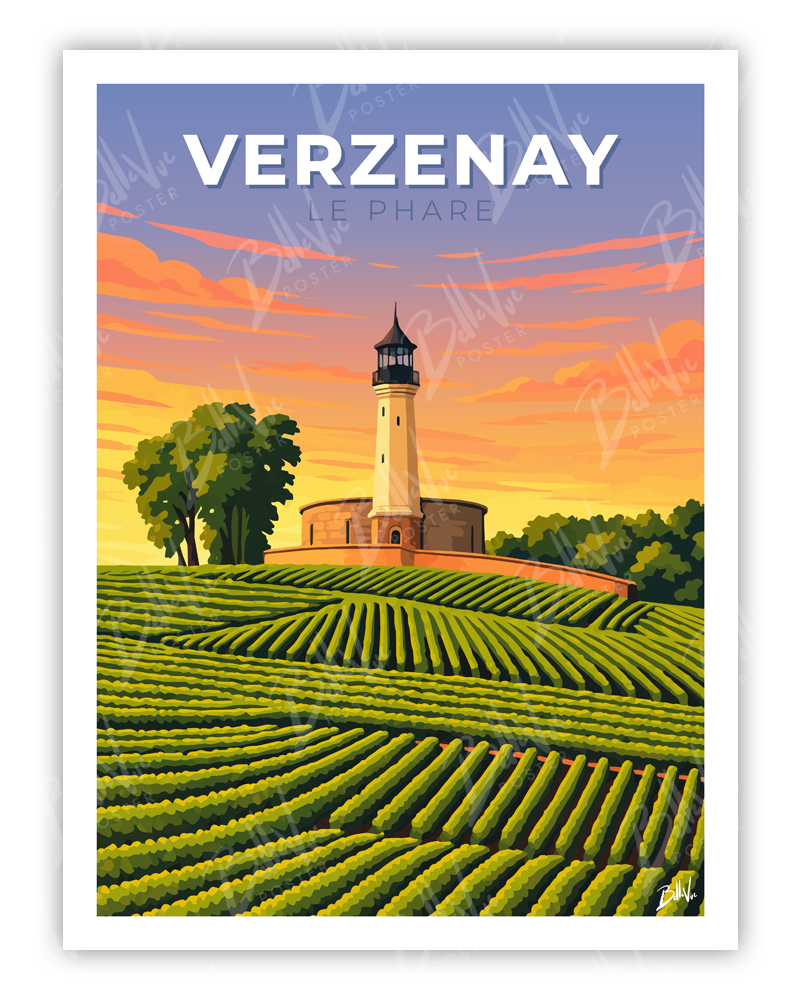 Affiche Verzenay - Le Phare - illustration vintage, décoration murale, BelleVue Poster