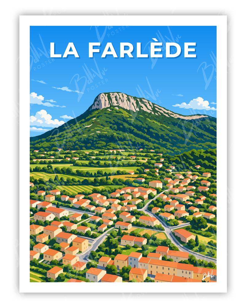 Affiche La Farlède - illustration vintage, décoration murale, BelleVue Poster