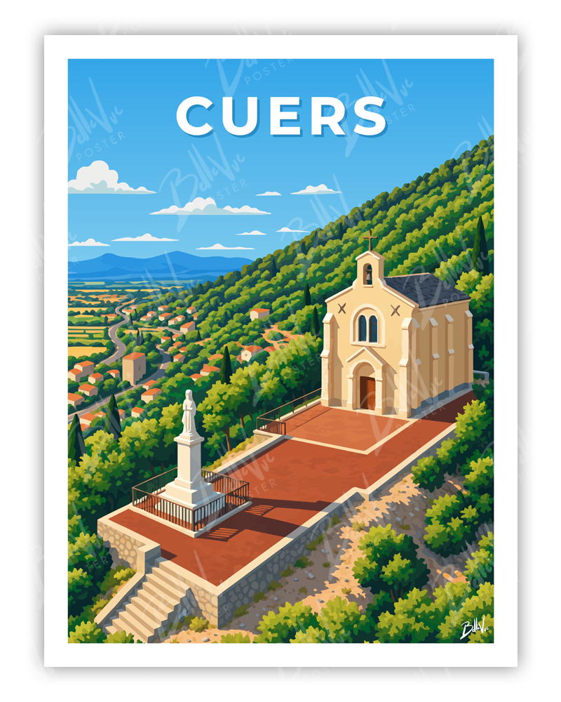 Affiche Cuers - illustration vintage, décoration murale, BelleVue Poster