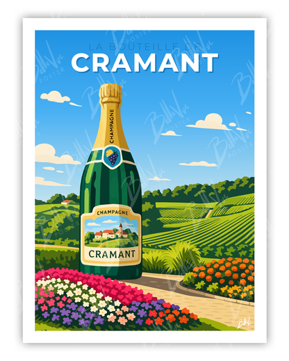 Affiche La Bouteille de Cramant - illustration vintage, décoration murale, BelleVue Poster