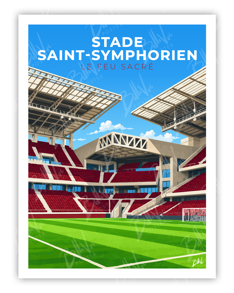 Affiche Stade Saint-Symphorien - FC Metz - illustration vintage, décoration murale, BelleVue Poster