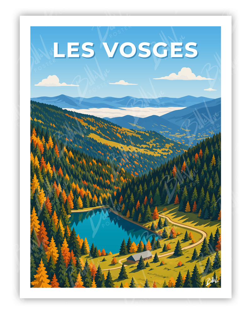 Affiche Les Vosges - illustration vintage, décoration murale, BelleVue Poster