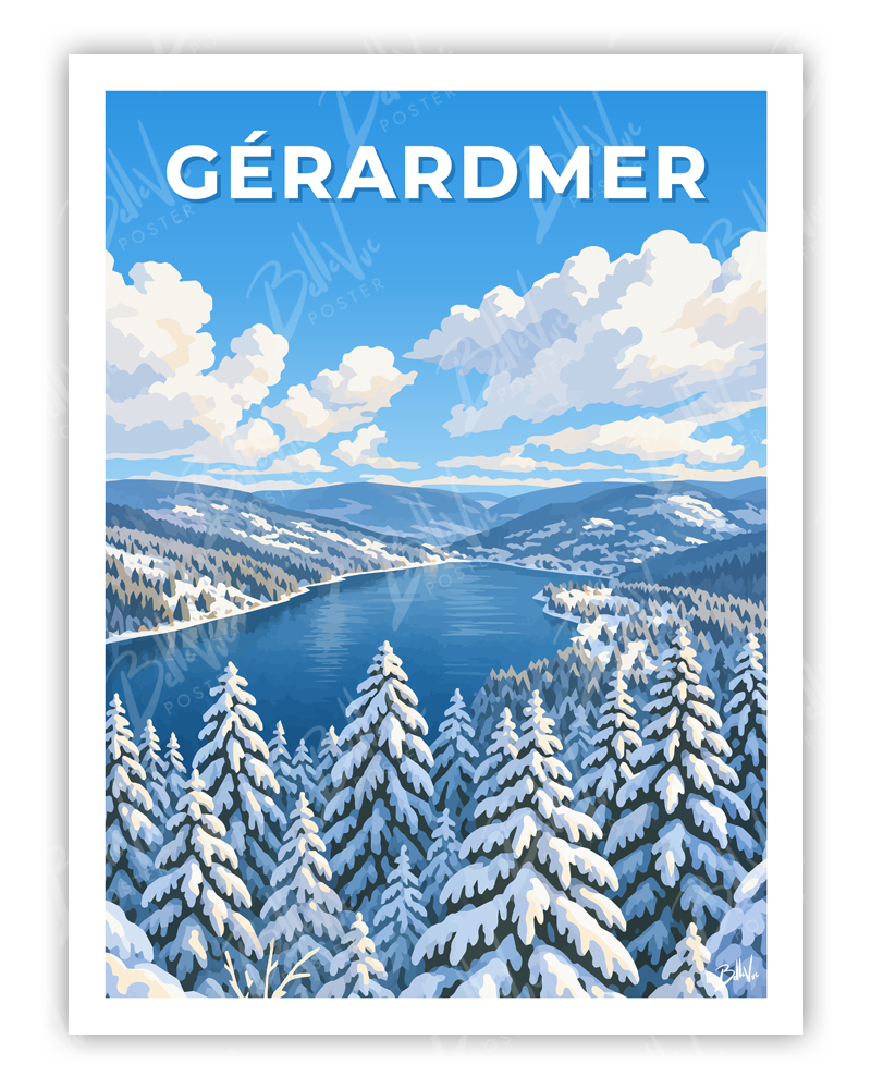 Affiche Gérardmer - illustration vintage, décoration murale, BelleVue Poster