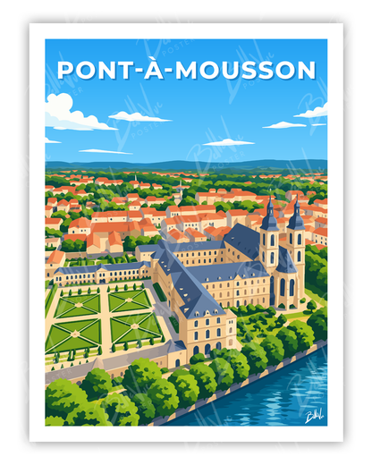 Affiche Pont-à-Mousson - illustration vintage, décoration murale, BelleVue Poster