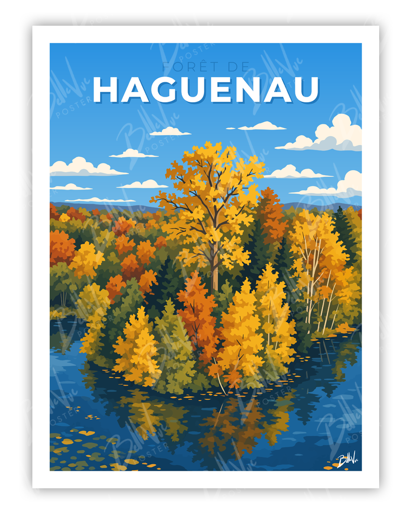 Affiche Forêt de Haguenau - illustration vintage, décoration murale, BelleVue Poster