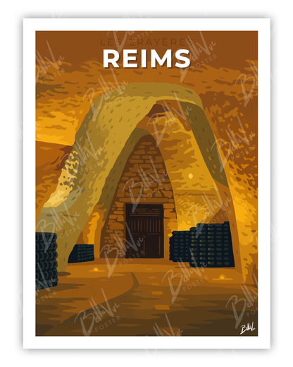 Affiche Reims - Les Crayères - illustration vintage, décoration murale, BelleVue Poster