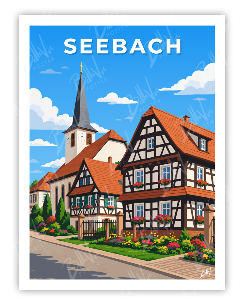 Affiche Seebach - illustration vintage, décoration murale, BelleVue Poster