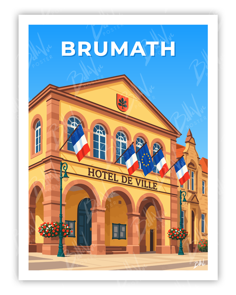 Affiche Brumath - illustration vintage, décoration murale, BelleVue Poster