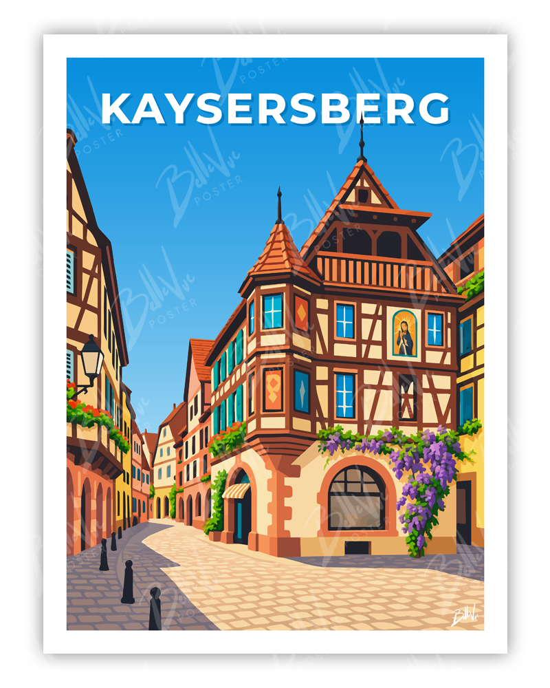 Affiche Kaysersberg - illustration vintage, décoration murale, BelleVue Poster