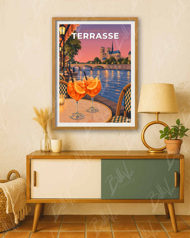Affiche Un verre en terrasse