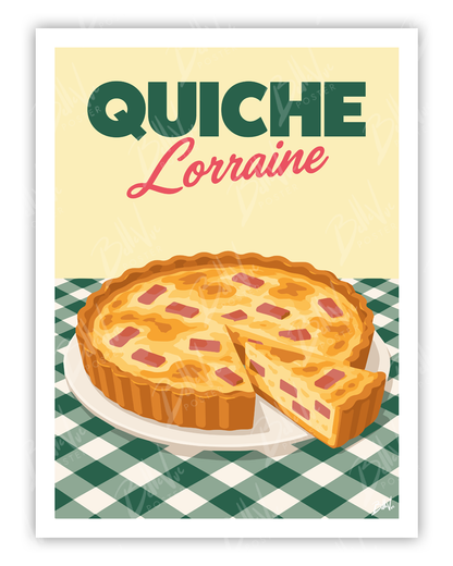 Affiche Quiche lorraine - illustration vintage, décoration murale, BelleVue Poster