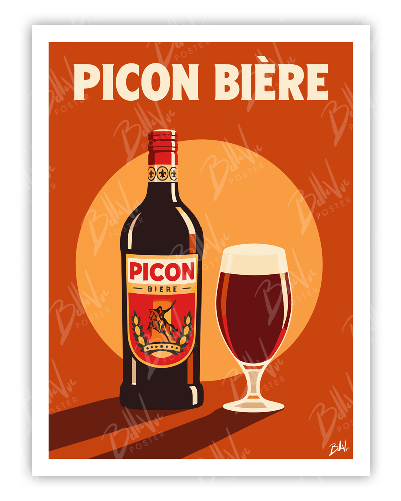 Affiche Picon bière - illustration vintage, décoration murale, BelleVue Poster