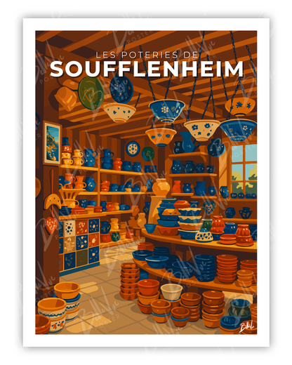 Affiche Les Poteries de Soufflenheim - illustration vintage, décoration murale, BelleVue Poster