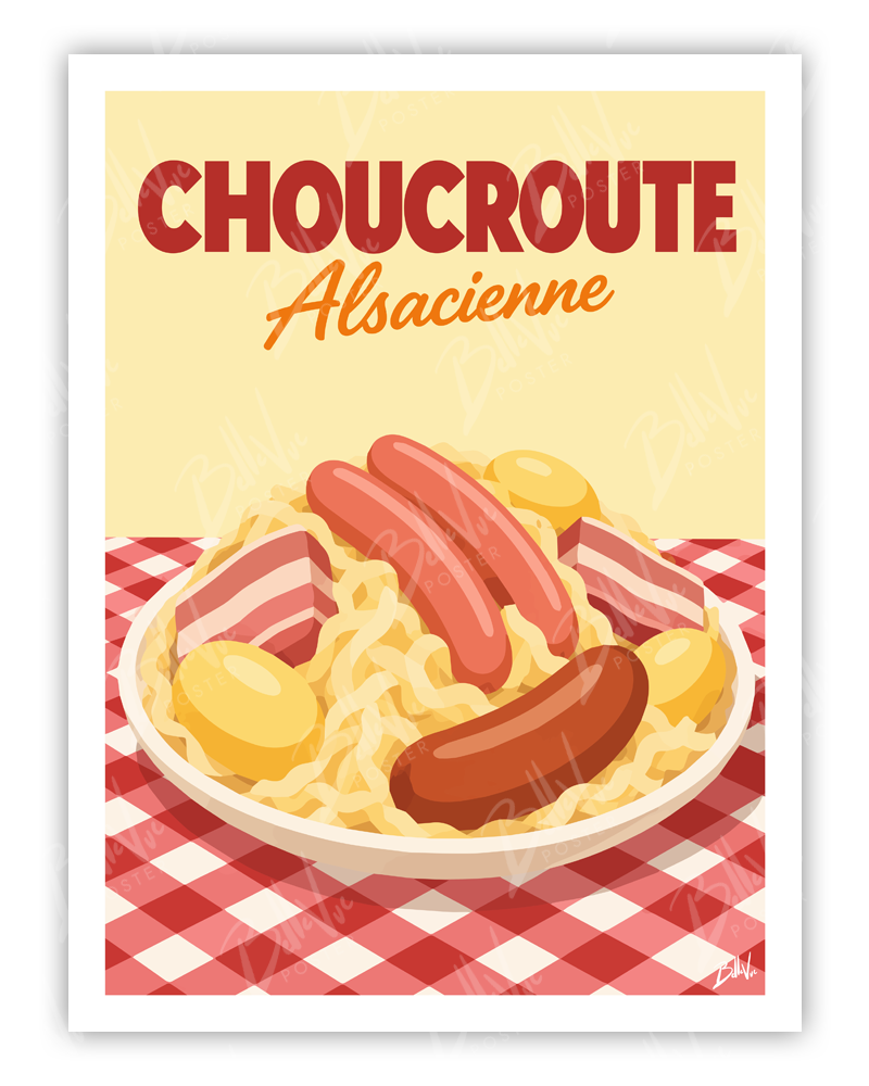 Affiche Choucroute - illustration vintage, décoration murale, BelleVue Poster