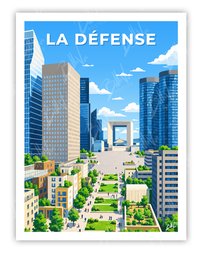 Affiche La Défense - illustration vintage, décoration murale, BelleVue Poster