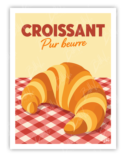 Affiche Croissant - illustration vintage, décoration murale, BelleVue Poster
