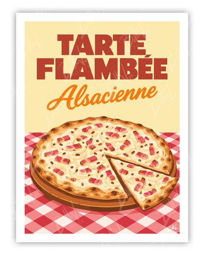 Affiche Tarte flambée - illustration vintage, décoration murale, BelleVue Poster