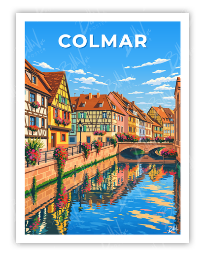 Affiche Colmar - illustration vintage, décoration murale, BelleVue Poster