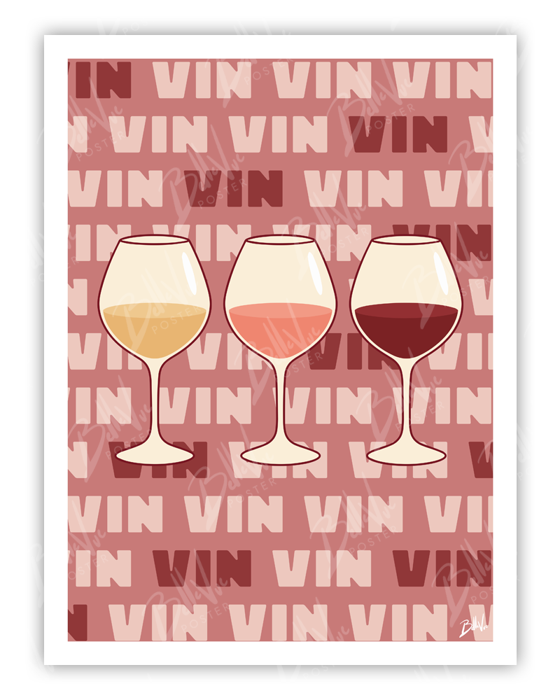 Affiche Vin - illustration vintage, décoration murale, BelleVue Poster