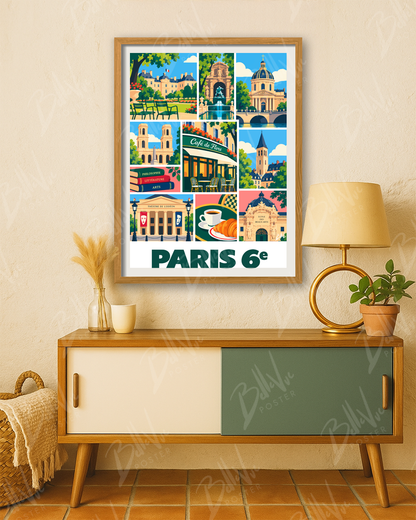 Affiche Paris 6e - Mosaïque