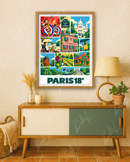 Affiche Paris 18e - Mosaïque