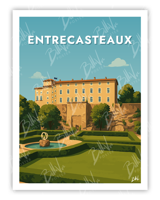 Affiche Entrecasteaux - illustration vintage, décoration murale, BelleVue Poster