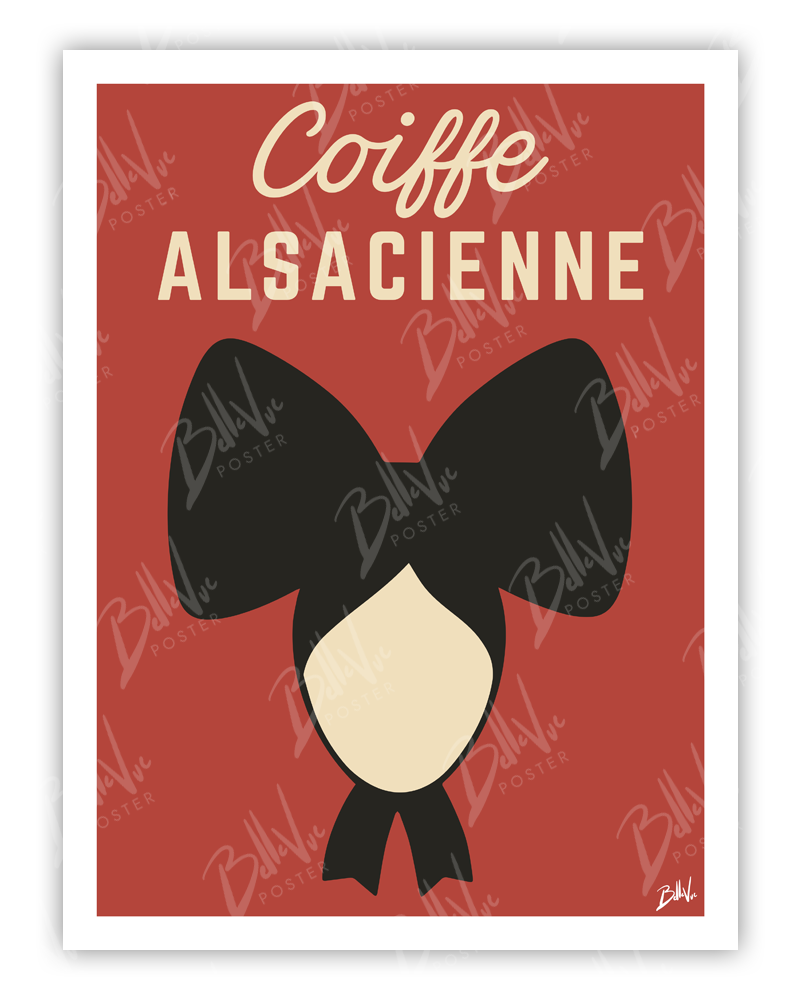 Affiche Coiffe Alsacienne - illustration vintage, décoration murale, BelleVue Poster