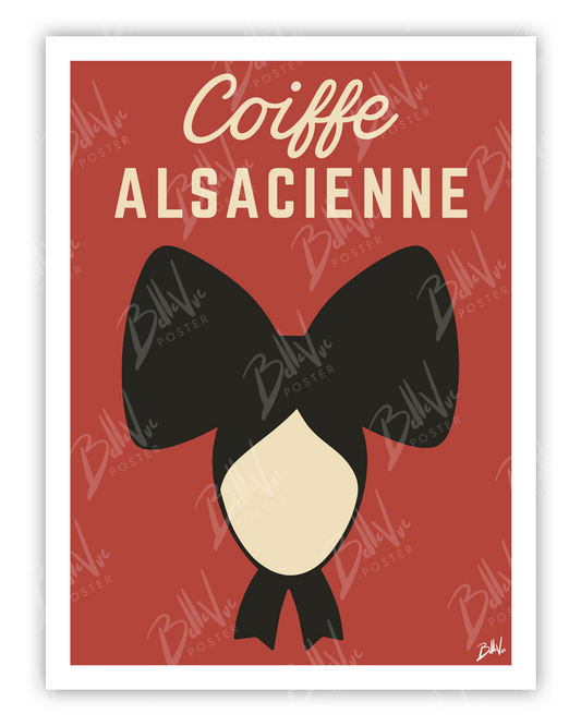 Affiche Coiffe Alsacienne - illustration vintage, décoration murale, BelleVue Poster
