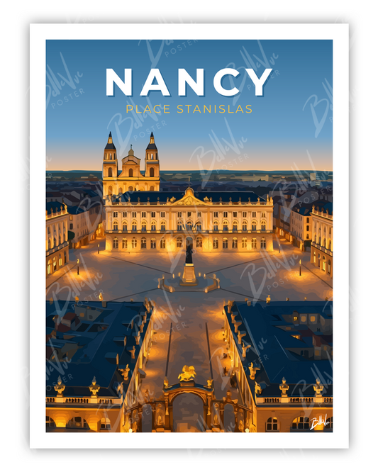 Affiche Nancy - illustration vintage, décoration murale, BelleVue Poster