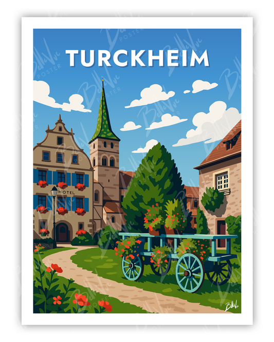 Affiche Turckheim - illustration vintage, décoration murale, BelleVue Poster
